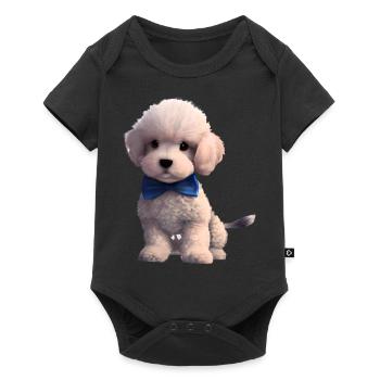 Propriétaire de chien Caniche avec nœud papillon Chiot de chien Chiot caniche - Body à manches courtes Premium Bébé - noir - Devant