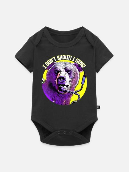 En ammu! Minä laulan - Karhu - Premium vauvojen lyhythihainen body - musta