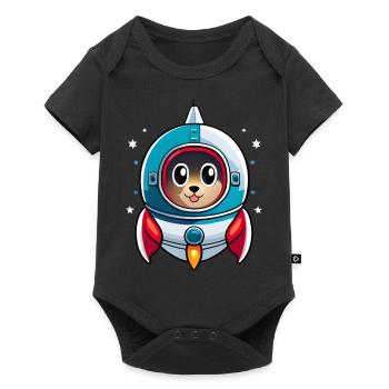 Cat in a rocket - Baby Premium short-sleeve bodysuit - black - Front