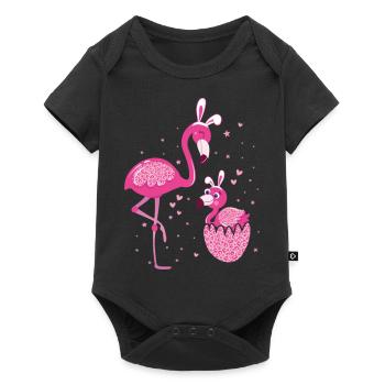 Easter Flamingo Mom and Kid Love Leopard Print - Baby Premium short-sleeve bodysuit - black - Front