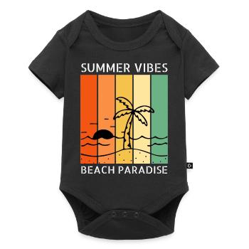 Summer Vibes - Beach Paradise - Baby Premium Kurzarmbody - Schwarz - Vorne