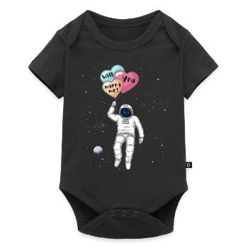 Est-ce que tu m’épouses, astronaute dans l’espace - Body à manches courtes Premium Bébé - noir - Devant