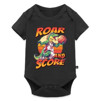 Basketball Dino T-Rex Player Sports Comic Cartoon - Baby Premium short-sleeve bodysuit - black - Front