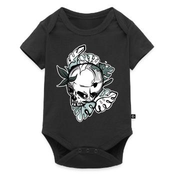 Floral Skull - Baby Premium short-sleeve bodysuit - black - Front