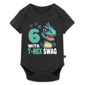 6th Year Roar Celebrate 6 With T-Rex Swag Dinosaur - Baby Premium Kurzarmbody - Schwarz - Vorne