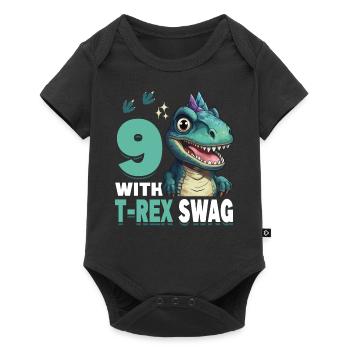 9th Year Roar Celebrate 9 With T-Rex Swag Dinosaur - Baby Premium Kurzarmbody - Schwarz - Vorne
