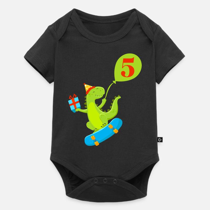 5e anniversaire dinosaure mignon - Body à manches courtes Premium Bébé - noir