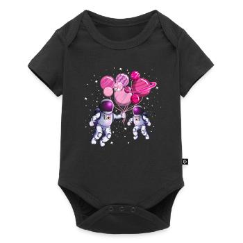 Astronauts Birthday Girl Planet Balloon - Baby Premium short-sleeve bodysuit - black - Front