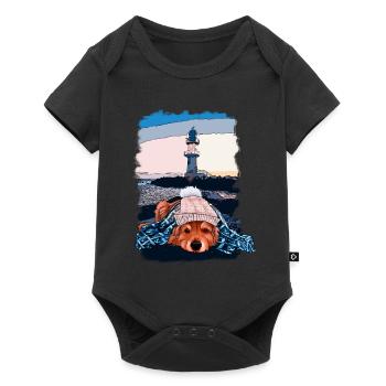 Dog at the Lighthouse Autumn - Baby Premium short-sleeve bodysuit - black - Front