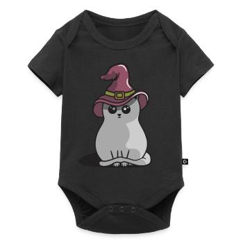 Chat d’Halloween - Body à manches courtes Premium Bébé - noir - Devant