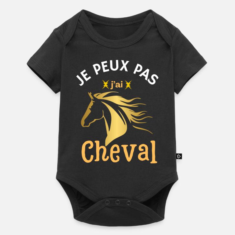 Je peux pas j'ai cheval - Body à manches courtes Premium Bébé - noir