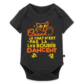 proverbe citation humour chat - Body à manches courtes Premium Bébé - noir - Devant