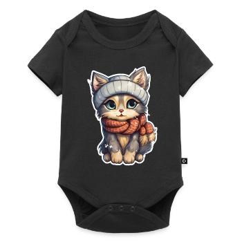 Chat en hiver - Body à manches courtes Premium Bébé - noir - Devant