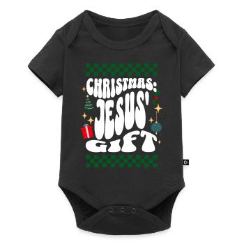Christmas Jesus Gift - Christians Retro Ugly Xmas - Baby Premium short-sleeve bodysuit - black - Front