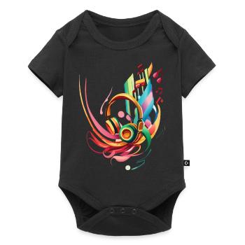 Splash Kopfhörer - Baby Premium Kurzarmbody - Schwarz - Vorne