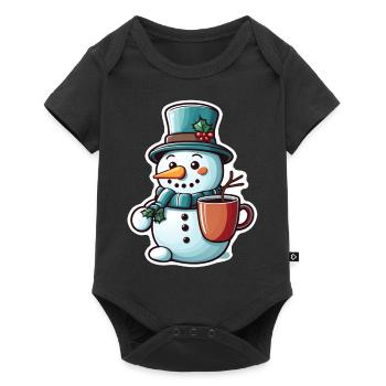 bonhomme de neige - Body à manches courtes Premium Bébé - noir - Devant