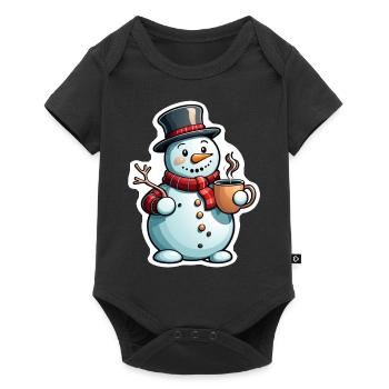 bonhomme de neige - Body à manches courtes Premium Bébé - noir - Devant