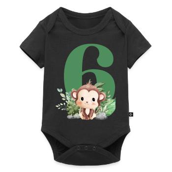 6th Birthday Safari Monkey - Baby Premium short-sleeve bodysuit - black - Front