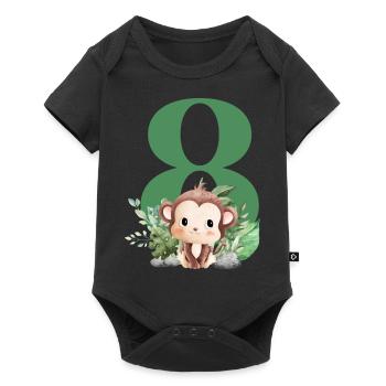 8th Birthday Monkey Safari - Baby Premium short-sleeve bodysuit - black - Front