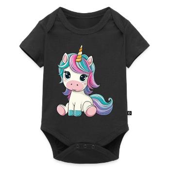 Licorne Mignon Mignon Bébé Enfants Licornes Dessin Animé - Body à manches courtes Premium Bébé - noir - Devant
