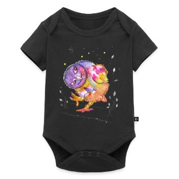 Gute Laune Eule - Baby Premium Kurzarmbody - Schwarz - Vorne