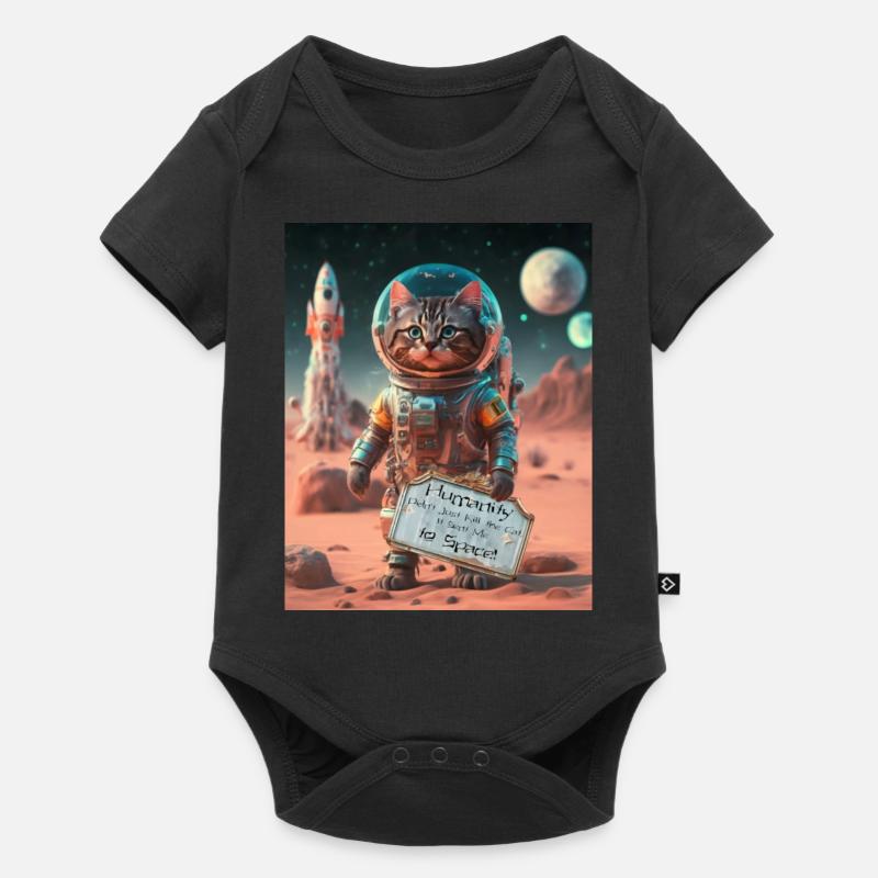 Funny Space Cat design - Baby Premium Kurzarmbody - Schwarz