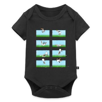 Landender Cartoon Albatros - Baby Premium Kurzarmbody - Schwarz - Vorne