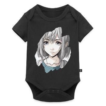 Anime Teenage Girl Gris - Body à manches courtes Premium Bébé - noir - Devant