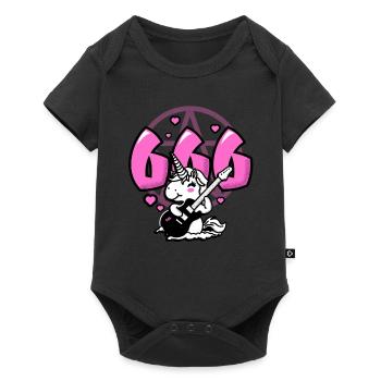 666 - funny unicorn playing metal guitar - Baby Premium short-sleeve bodysuit - black - Front