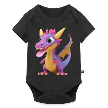 Un monstre dragon mignon avec une longue langue - Body à manches courtes Premium Bébé - noir - Devant
