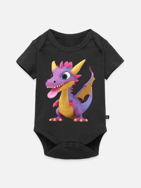 Ein niedliches Drachen Monster mit langer Zunge - Baby Premium Kurzarmbody - Schwarz