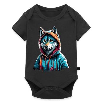 Le loup le plus cool de la ville - Body à manches courtes Premium Bébé - noir - Devant