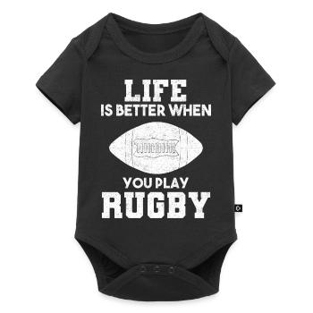 Life Is Better When You Play Rugby Rugbyspieler - Baby Premium Kurzarmbody - Schwarz - Vorne