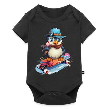 Skateboarder Skatboard Pinguin Skater - Baby Premium Kurzarmbody - Schwarz - Vorne