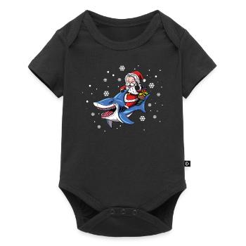 Santa Claus Rides Shark Christmas Hat Gift - Baby Premium short-sleeve bodysuit - black - Front
