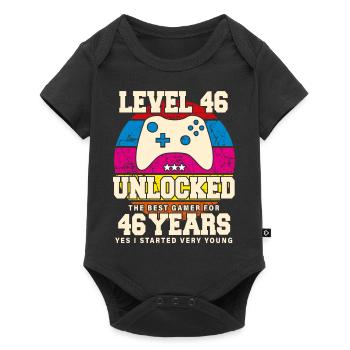 Original 1978 46 Jahre alt Level 46 Freischalten - Baby Premium Kurzarmbody - Schwarz - Vorne