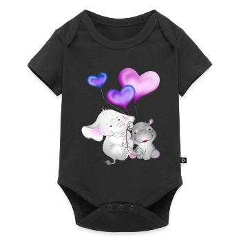 Ballon éléphant Hippopotame - Body à manches courtes Premium Bébé - noir - Devant