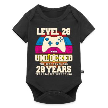 Original 1996 28 Jahre Level 28 Freischalten - Baby Premium Kurzarmbody - Schwarz - Vorne