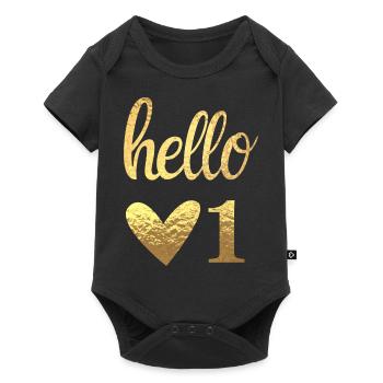 Hello 1 - Body à manches courtes Premium Bébé - noir - Devant