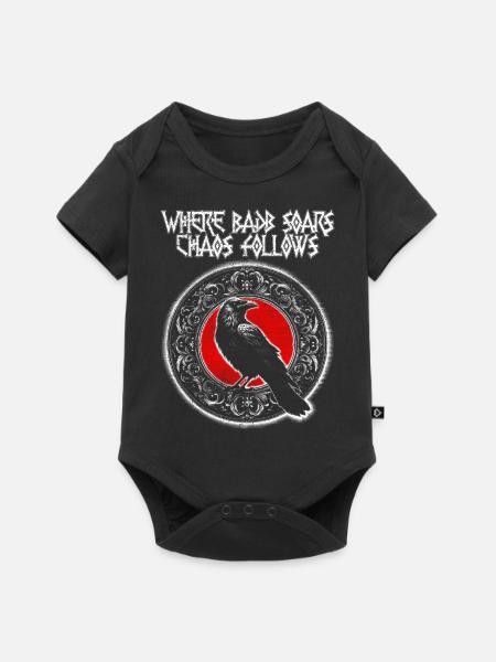 Badb Celtycka bogini Kruk Wojny i Runy - Premium kortærmet baby-body  - sort