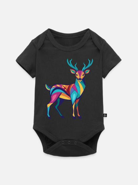 Reh - Bunt und lebhaft - Baby Premium Kurzarmbody - Schwarz