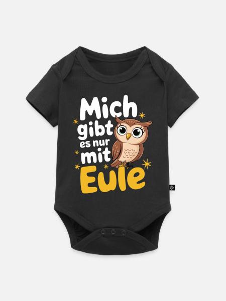 Nachteule Eule Eulen Vogel - Baby Premium Kurzarmbody - Schwarz