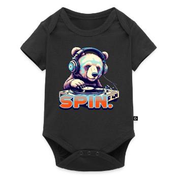 Drôle d’ours DJ des années 90 Style Disco Rétro - Body à manches courtes Premium Bébé - noir - Devant