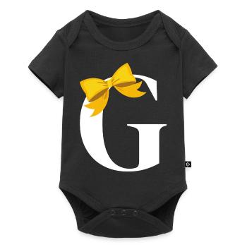 Letter G yellow bow - Baby Premium short-sleeve bodysuit - black - Front