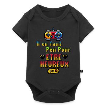 "Joie du Jeu - Bonheur Pixelisé" - Body à manches courtes Premium Bébé - noir - Devant