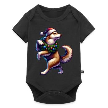 Funny Christmas Dog Walks - Baby Premium short-sleeve bodysuit - black - Front