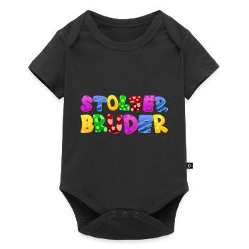 Baby Eltern Kind Geschenk Bruder Geburt Mama Papa - Baby Premium Kurzarmbody - Schwarz - Vorne