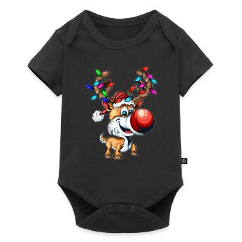 Renne Bébé Décoration de Noël Fée Guirlande Renne - Body à manches courtes Premium Bébé - noir - Devant