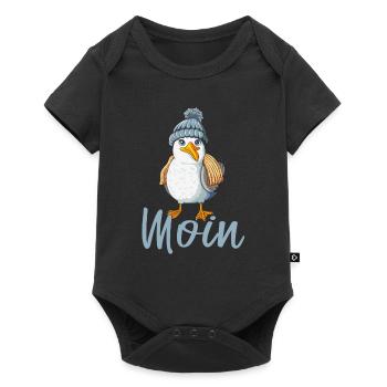 Seagull with knitted cap says Moin Low German North - Baby Premium short-sleeve bodysuit - black - Front