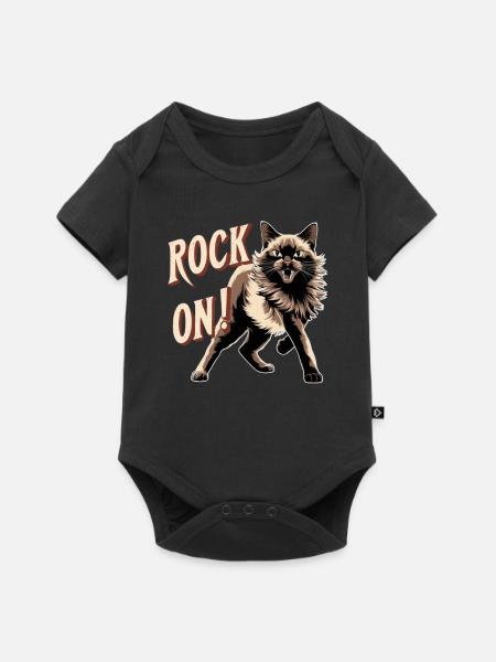 Katze - Rock on - Baby Premium Kurzarmbody - Schwarz